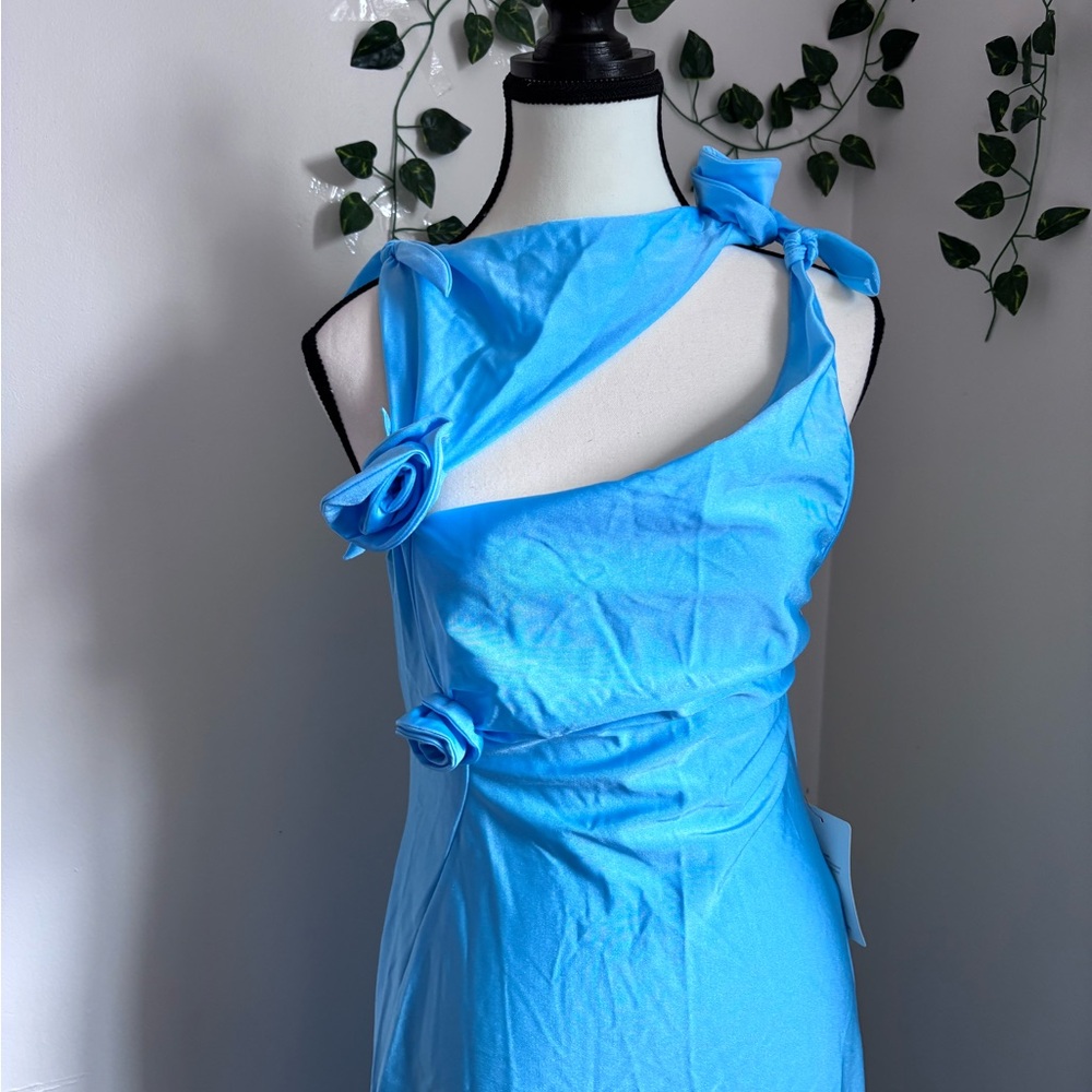 NWT Coperni Turquoise Blue Asymmetrical Maxi Dress - Picture 9 of 11